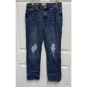 Universal Thread Jeans Womens 10 Dark Wash High-Rise Straight Distressed